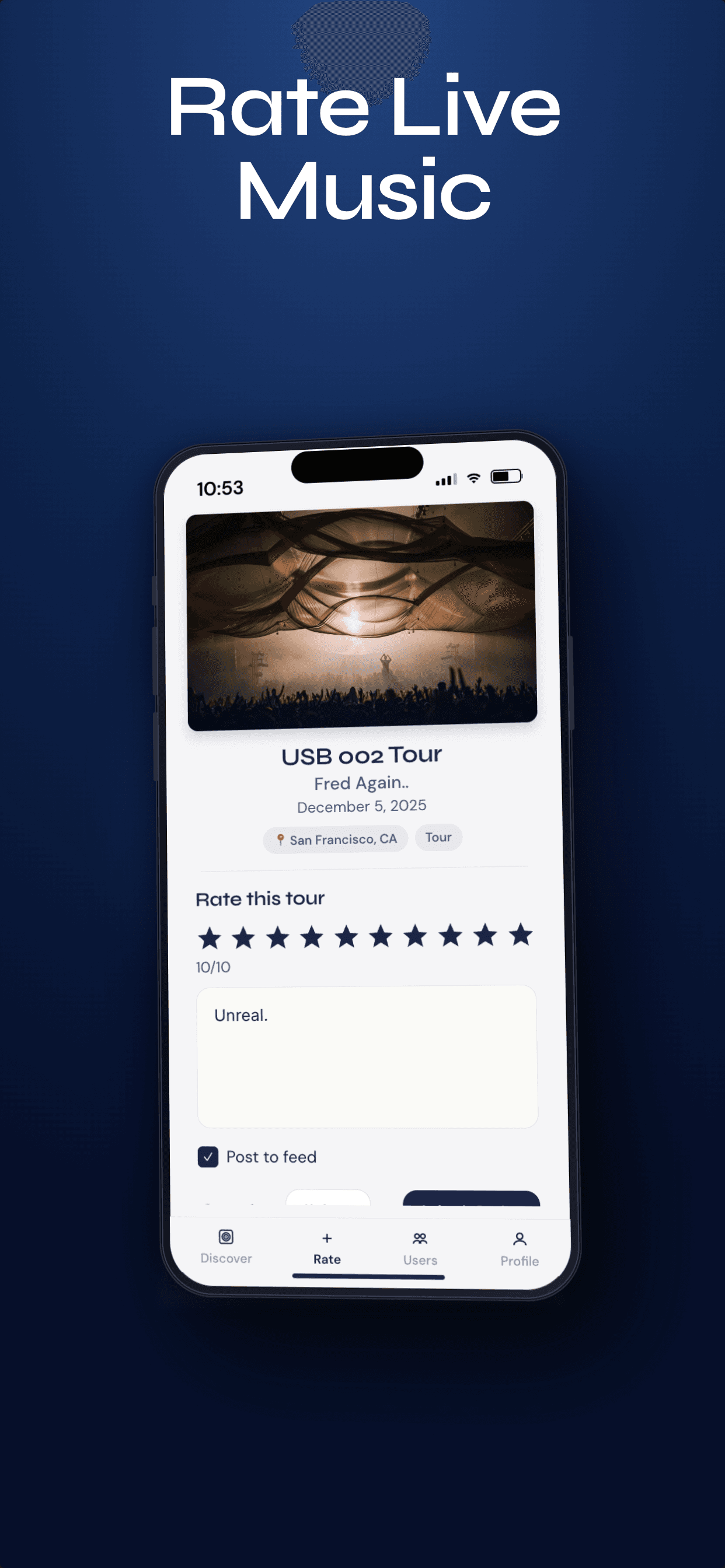 Rate live shows and concerts in Wave